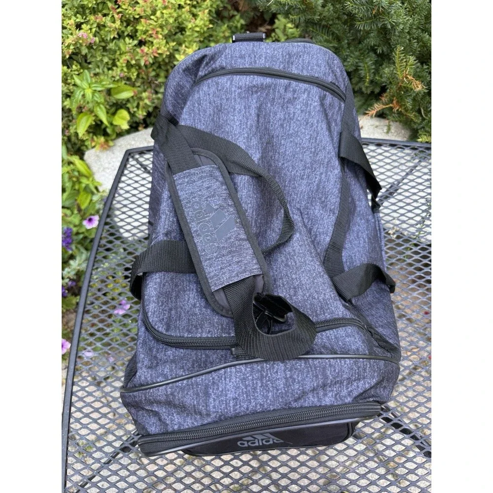 Adidas Gray & Black Signature Logo & Crossbody Strap Defender Duffel Bag Size L